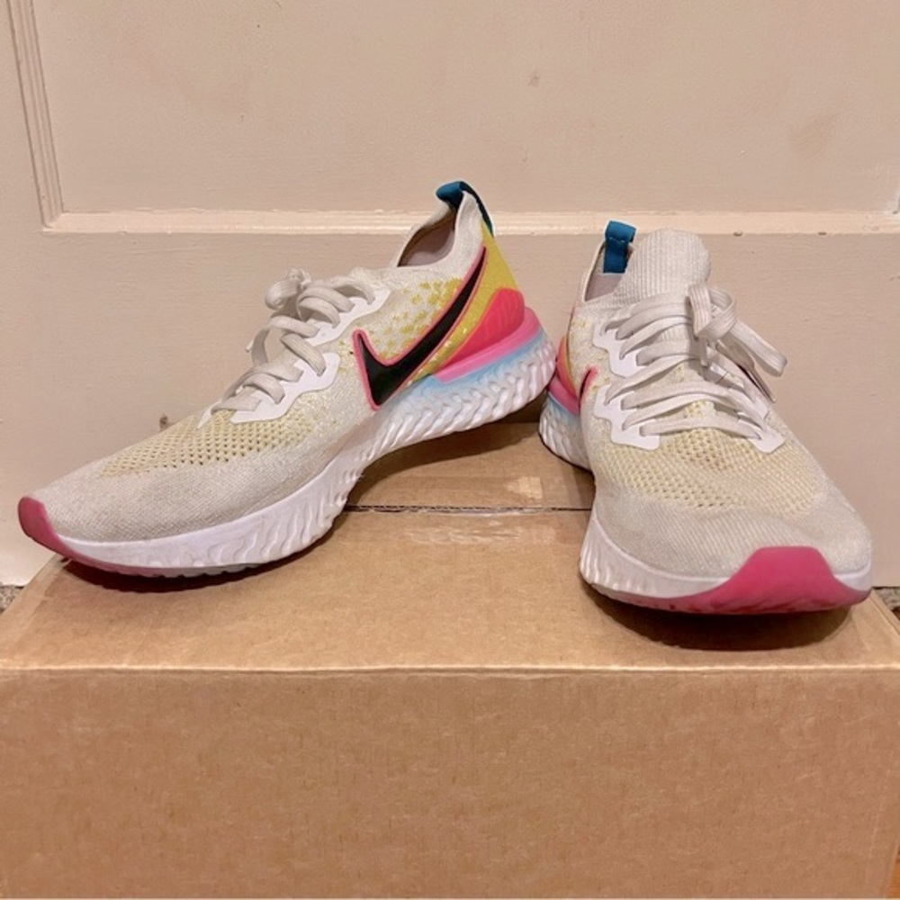 Nike Epic React Flyknit 2 Men’s - White/Yellow/Pink/Blue - 12.5
